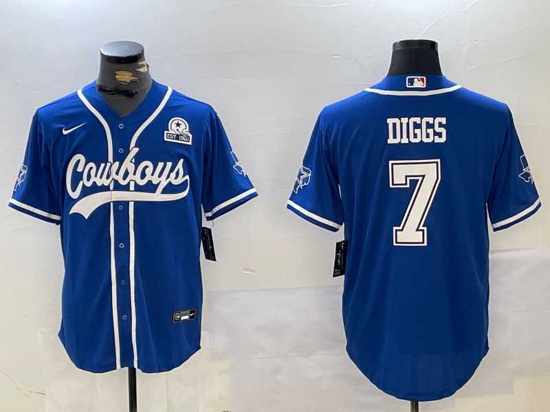 Men%27s Dallas Cowboys #7 Trevon Diggs Light Blue With 1960 Patch Cool Base Stitched Baseball Jersey->dallas cowboys->NFL Jersey